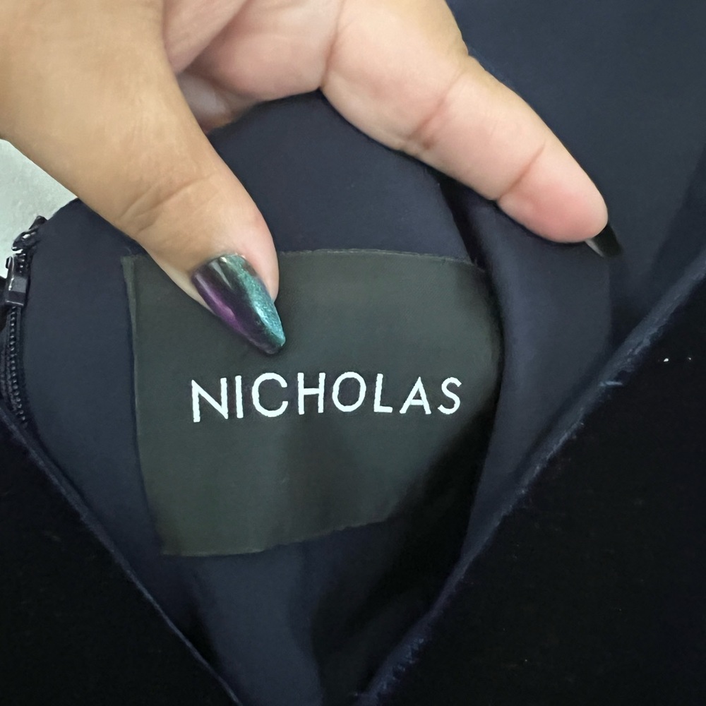 NICHOLAS Navy Velvet Bra Dress,size 4 - Picture 7 of 10
